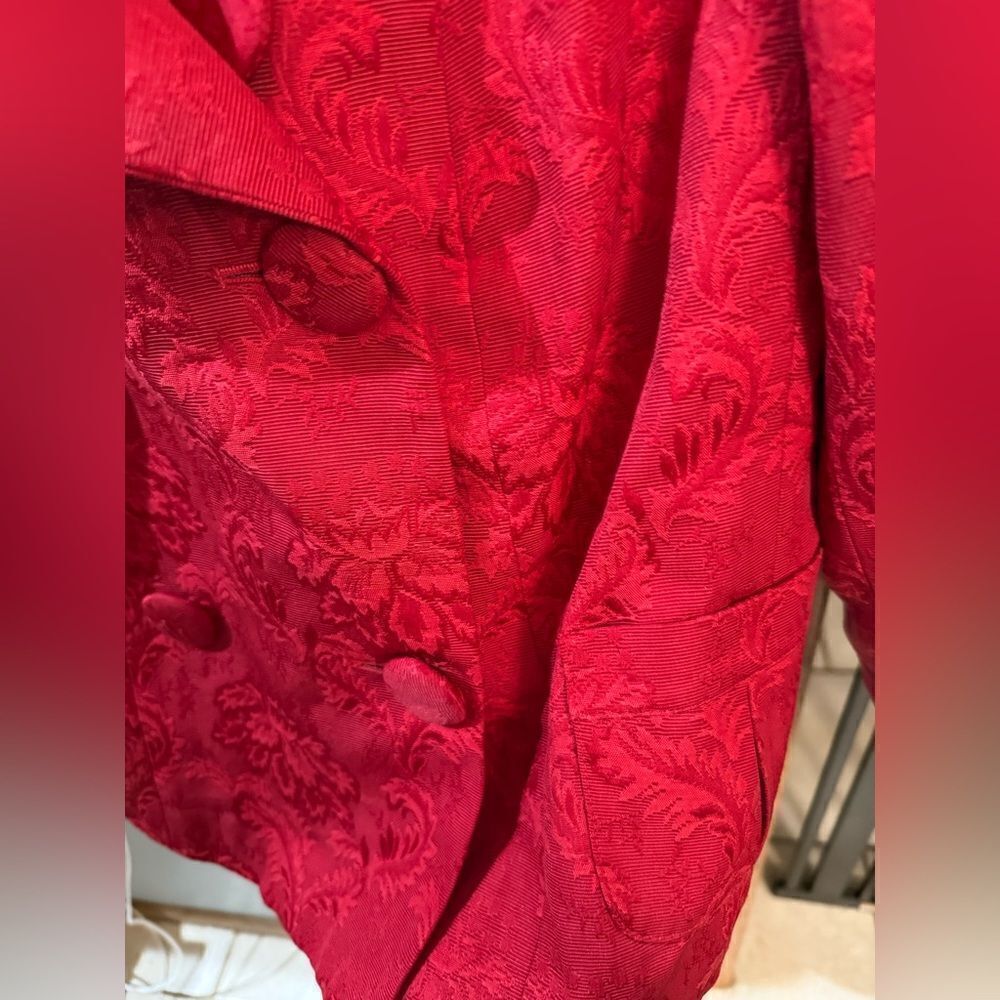 Talbots Printed Red Pea Coat Jacket Women's Size Petite Large Red - Picture 9 of 15